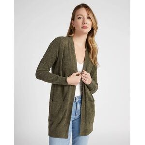 Wantable Olive Brushed Knit Open Front Cardigan